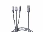 Romoss 3in1 Lightning Charge Sync|Micro USB |Type C to USB 1m Cable - Space Grey