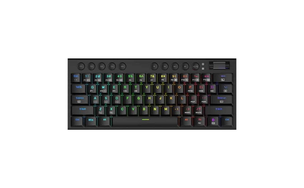 Redragon Noctis Pro 61Key Wireless Bluetooth Red Switch RGB Low Profile Gaming Mechanical Keyboard - Black