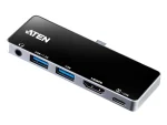 Aten UH3238, Docking, USB 3.2 Gen 1 (3.1 Gen 1) Type-C, 92 W, 3.5 mm, Black, Silver, 4K Ultra HD