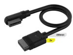 Ccorsair iCUE Link Cable; 2x 200mm with Straight/Slim 90 degree connectors; Black