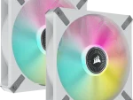 Corsair iCUE ML140 RGB Elite Premium 140mm PWM Magnetic Levitation Fan — White Dual Fan Kit with iCUE Lighting Node CORE