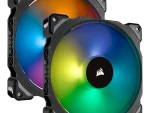 Corsair ML140 Pro RGB LED 140MM PWM Premium Magnetic Levitation Fan — Twin Fan Pack with Lighting Node Pro