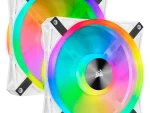 Corsair iCUE QL140 RGB 140mm PWM White Fan — Dual Fan Kit with Lighting Node Core