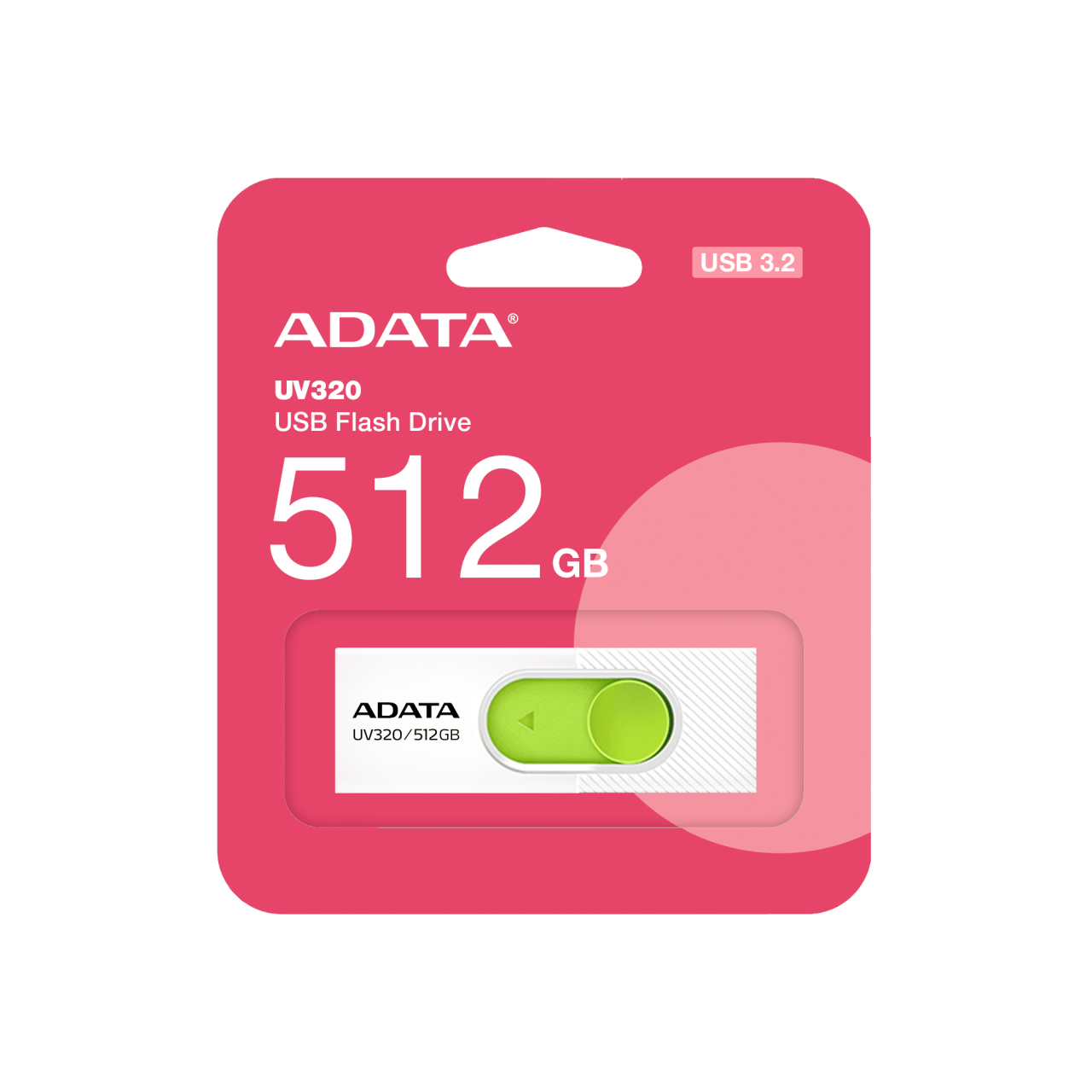 Adata UV320 512GB USB3.2 Gen1 Flash Drive - White/Green