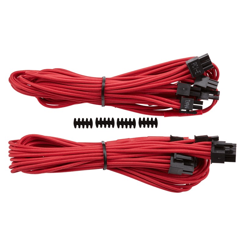 Corsair - Individually Sleeved Type 4 PSU Cables PCIe With Dual Connectors - Red