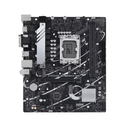 PRIME B760M-K ASUS Intel Motherboards 2 x DIMM; Max. 128GB; DDR5/ 1xDP/ 1xHDMI/ 2xM.2/ 1 x PCIe 4.0 x16/ 1 x PCIe 4.0 x16/ 2xM.2/ 24.4cmx24.4cm