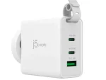 j5create 65W GaN USB-C 3-Port Traveler Charger with Changeable AC Plugs