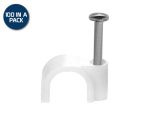 8mm Cable Clips 100 Pack White