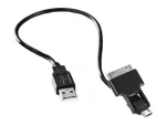 Cooler Master Universal Sync Charge Cable - Black (with micro usb & apple 2in1 connector - 30cm)