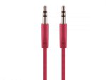 Pro Bass Chain series Blister flat Auxiliary Cable- Red