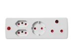 Switched 4 Way Medium Surge adaptor with Schuko - White