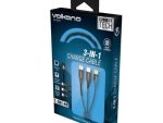Volkano Iron Series Round Metallic Spring 3 in 1 (Type-C / Lightning / Micro) Cable 1m - Black