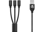 Volkano Weave Series Fabric Braided 3 in 1 (Type-C / Lightning / Micro) Cable 1m - Black