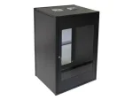 RCT 20U CP Black Wall Mount Cabinet 2x Uprights 2x Glands + Screws; 450mm Glass Door
