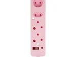 Switched 4 Way Medium Surge Multiplug 0.5M Braided cord Pink