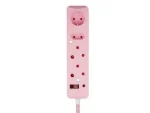 Switched 4 Way Medium Surge Multiplug 3M Braided cord Pink