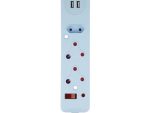 Switched 3 Way Surge Medium Multiplug with Dual USB Ports 0.5M  Blue