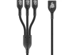 Pro Bass Braided 3 in 1 Charge Cable 1m - Black