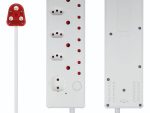 SWITCHED Medium Surge 8 Way Multiplug 0.5M - White