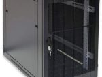 RCT 4U CP Black Wall Mount Cabinet 2x Uprights 2x Glands + Screws; 450mm Perforated Door