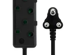 Switched 5m SBS Extension Cable/Cord/Lead Multiplug - Light Duty - Black