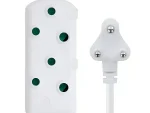 Switched 5m SBS Extension Cable/Cord/Lead Multiplug - Light Duty - White