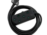 Switched 5m SBS Extension Cable/Cord/Lead Multiplug - Heavy Duty - Black