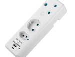 Switched 3 Way Schuko Adaptor with type C + USB- White