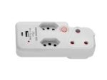 Switched 3 Way Medium Surge adaptor with type C + USB - White