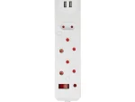 Switched 3 Way Medium Surge Protected Multiplug with 1x Type C + 3.4A USB Ports -0.5M  White