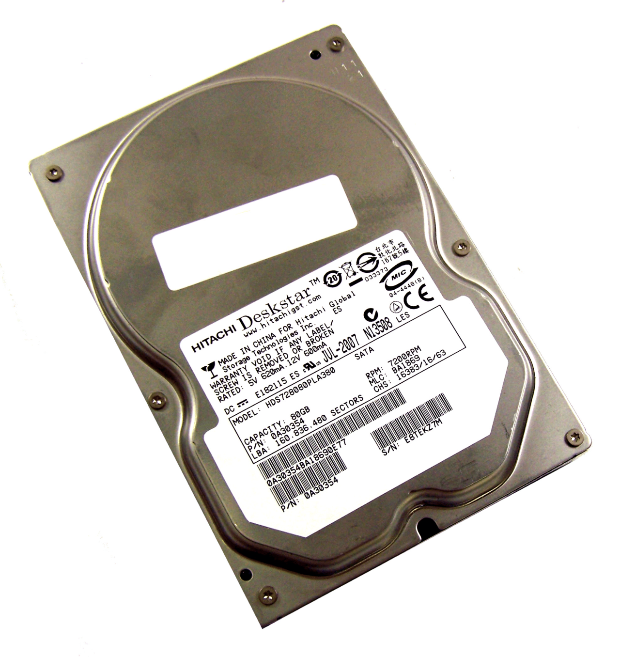 Hitachi 80GB HGST  - DeskStar 3.5" SATA-3.0Gb/s 7200rpm 8MB Desktop HD
