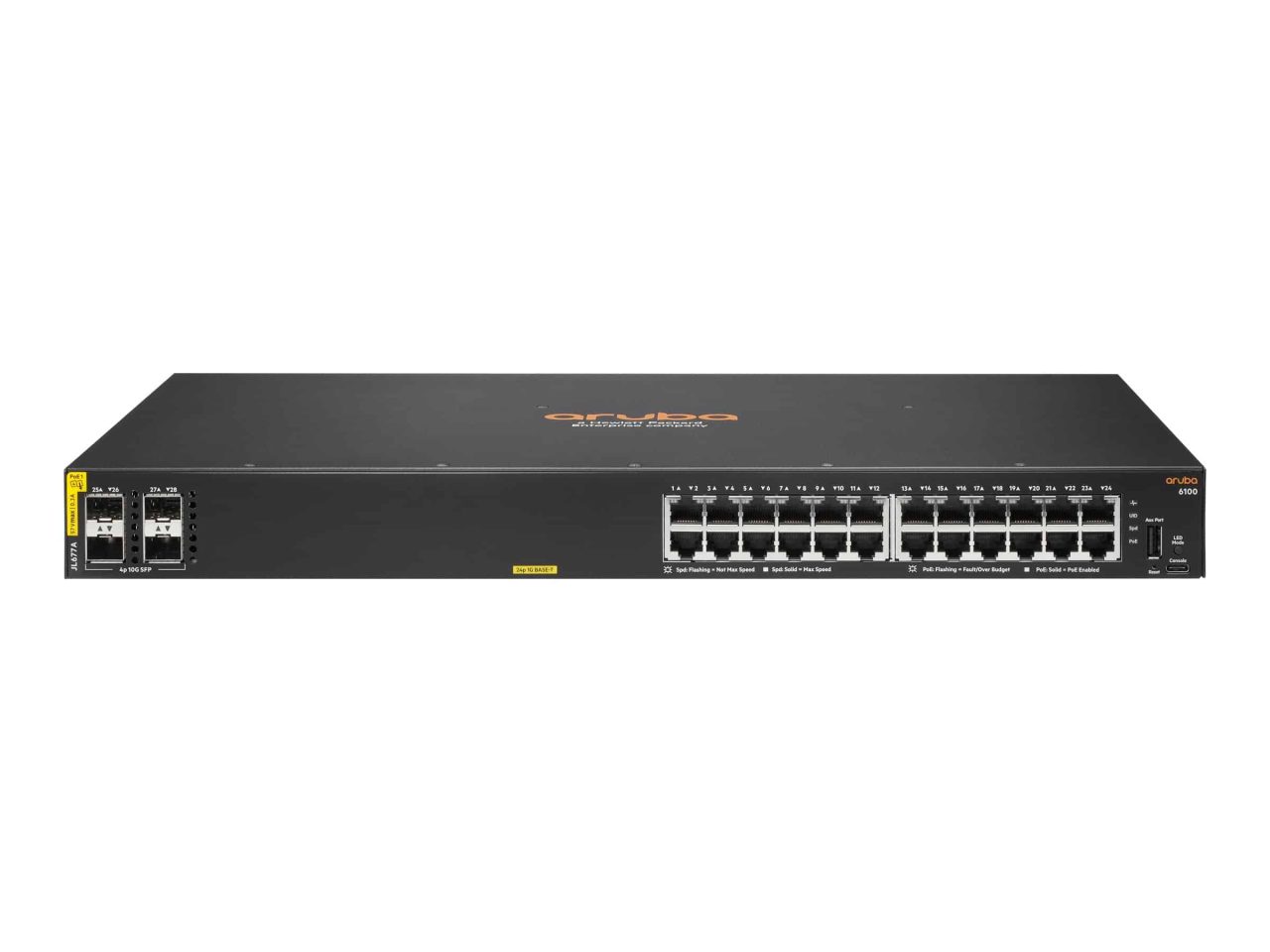 HPE Aruba 6100 24-port Class4 Managed L3 Gigabit Ethernet PoE Switch Black