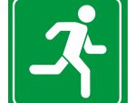 Green Man Running Symbolic Sign - Printed on White ACP (150 x 150mm)