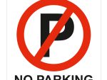 No Parking Symbolic Sign - Printed on White ACP (150 x 150mm)