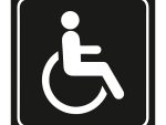 Disabled Toilet Symbolic Sign - White Printed on Black ACP (150 x 150m