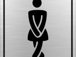 Ladies Toilet Symbolic Sign - Black Printed on Brushed Aluminium ACP (