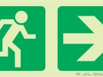 Photoluminescent 190MM Safety Sign -E10 - Arrow Up + Running Man