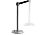 Retractable Chrome Queue Barrier with Black Belt 910x320mm