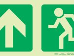 Photoluminescent 190MM Safety Sign -E16 - Running Man + Stairs Going Down + Arrow