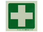 Photoluminescent 190mm Safety Sign - E7 -Green Cross