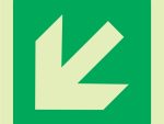 Photoluminescent 190MM Safety Sign -E30 - Diagonal Arrow Down and Left