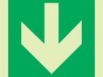 Photoluminescent 190MM Safety Sign -E23-Arrow Down