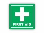 Green First Aid Symbolic Sign - Printed on White ACP (150 x 150mm)
