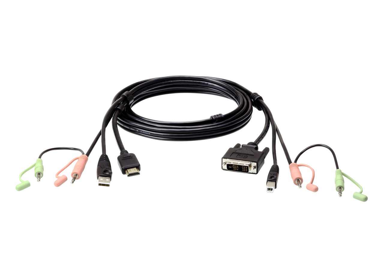 Aten 1.8m USB HDMI to DVI-D KVM cable with Audio