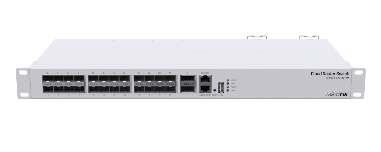 Mikrotik Cloud Router Switch CRS326-24S+2Q+RM, x2 40 Gbps QSFP+ Ports,