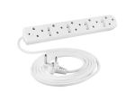 5 Way Low Cost Power Duct 16A + 3M PVC White Crabtree M/PLUG U/SW + O/