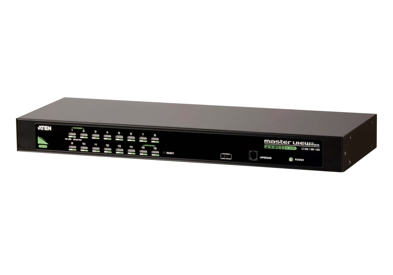 ATEN 16-Port PS/2-USB  VGA KVM Switch/Cascade/W/(US/EU/OUT) ADP. ATEN