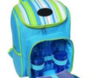 CaseyStriped Picnic Backpack 4 Person Blue & Green Retail