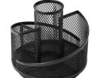 Brainware 5 Way Black Steel Mesh Rotating Pen Holder