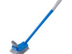 Kleaner Household Cleaning Plastic Bathroom Brush with soft Bristles and long handle 49.5cm Colour: Blue